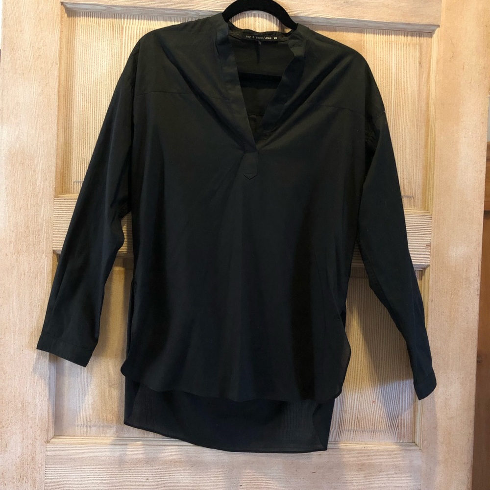 Rag & Bone VNeck Long Sleeve Pullover Top Black XS